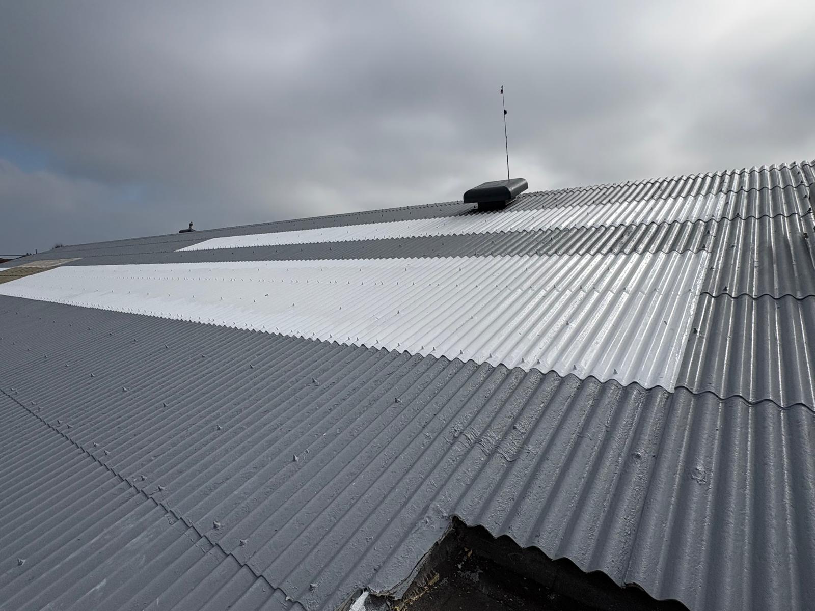 Completed GacoFlex S42 silicone coating on the Bristol asbestos roof